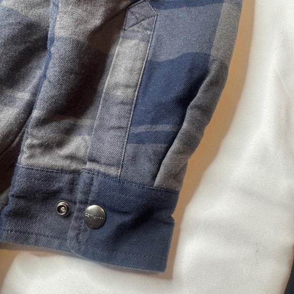 Carhartt Relaxed Fit Sherpa Lined Flannel Shirt Jacket Blue Plaid Med - Picture 9 of 10